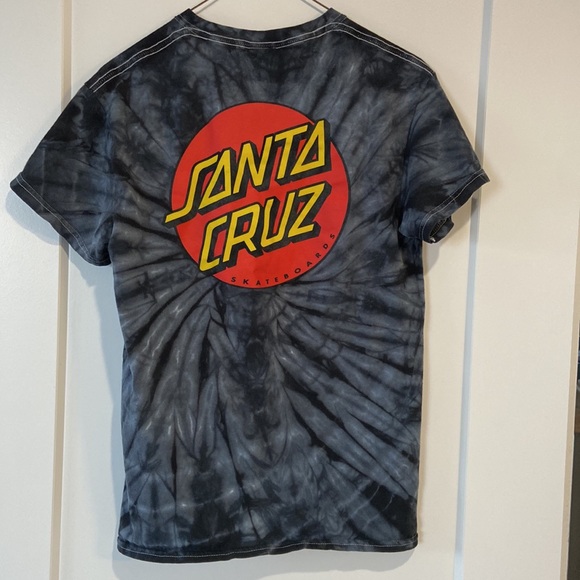 Santa Cruz Skateboarding Small T-Shirt Top Black Tie Dye Logo Small Hole Unisex - Picture 5 of 9